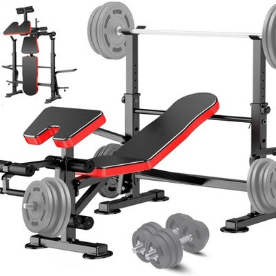 KRISRATE 6 in 1 Weight Bench Set with Squat Rack Adjustable Workout Bench with Leg Developer Preacher Curl Rack Fitness Strength Training for Home Gym (LOCAL PICKUP ONLY)