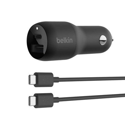 Belkin 2-Port 37W USB-C/USB-A Car Charger with 3.3' USB-C/USB-C Cable