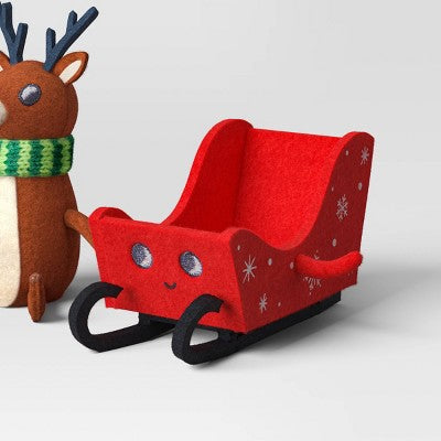 Felt Reindeer and Sleigh Duo Christmas Figurine - Wondershop