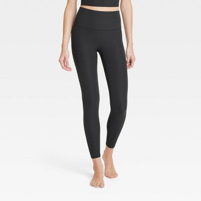 Women's Everyday Soft High-Rise Ribbed 7/8 Leggings - All In Motion Black XS