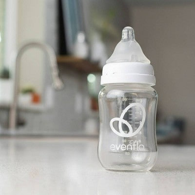 Evenflo Balance Wide Neck Anti-Colic Glass Baby Bottles- Clear - 6 fl oz/2pk: BPA-Free, Phthalate-Free, Silicone Nipple