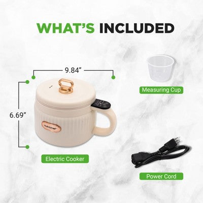 NutriChef 1.6L Multi-Functional Portable Electric Rice Cooker - White, with Ceramic Coating (LOCAL PICKUP ONLY)