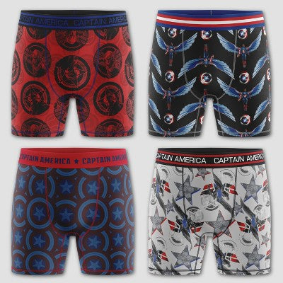 Boys' Captain America 4pk Athletic Boxer Briefs - 6