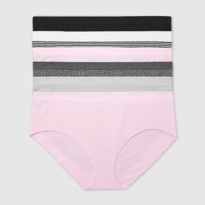 Women's 6pk Seamless Hipster Underwear - Auden Assorted Color XXL: Solid & Stripe Knit, Pull-On Style