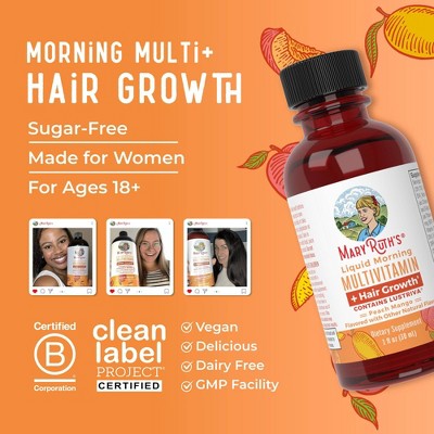 MaryRuth's Liquid Morning Multivitamin + Hair Growth - Peach Mango - 1 fl oz