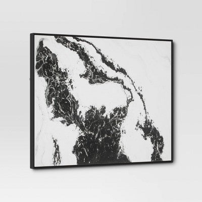 30" x 24" 2pk Marble Framed Printed Canvases Black/Tan - Threshold: Modern Abstract Digital Art, Polystyrene Frame (LOCAL PICKUP ONLY)