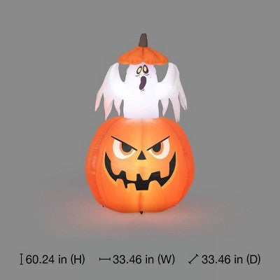 5' Lit Animated Rising Ghost Halloween Inflatable Decoration Orange - Hyde and EEK! Boutique