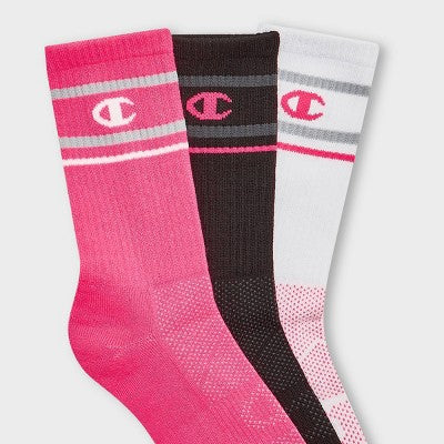 Champion All Sport Performance Crew Socks 3pk - Pink Assorted L