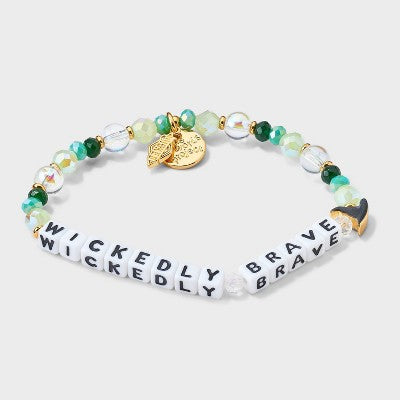 Little Words Project x Wicked "Wickedly Brave" Beaded Bracelet - Black/Green/White