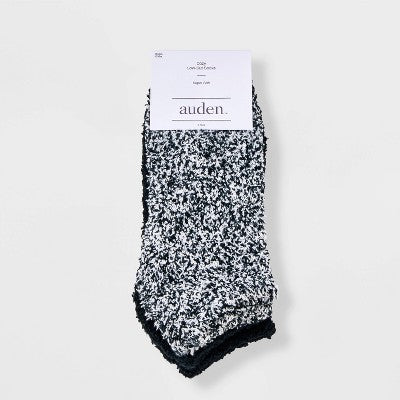 Women's Marled 2pk Cozy Low Cut Socks - Auden Black 4-10: Knit, Lightweight, Tagless, Recycled Polyester
