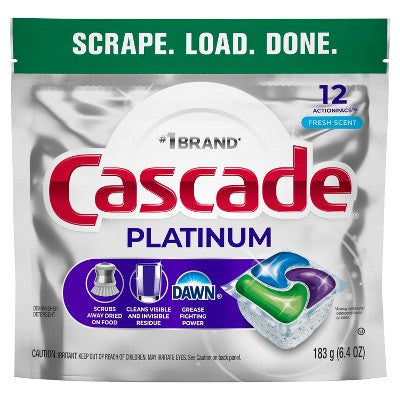 Cascade Platinum Action Pacs Dishwasher Detergent - Fresh - 12ct