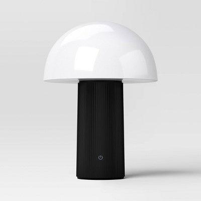 Portable Cordless Mushroom Table Lamp with Rechargeable Battery (Includes LED Light Bulb) Black - Room Essentials