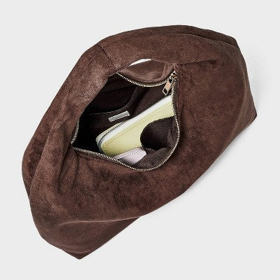 Faux Suede Soft Shoulder Bag - A New Day Brown