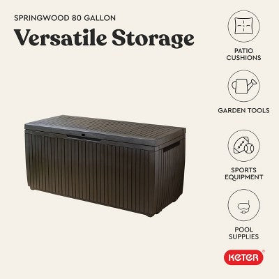 Keter 80gal Springwood Deck Box Brown (LOCAL PICKUP ONLY)