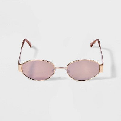 Women's Metal Oval Sunglasses - Wild Fable Rose Gold
