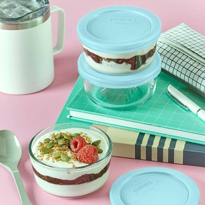 Pyrex 6pc 1c Round Food Storage Container Set Ocean Mist