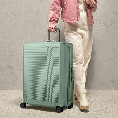 Signature Hardside Large Checked Spinner Suitcase Matte Green - Open Story: Expandable, Water-Resistant, TSA Locks (LOCAL PICKUP ONLY)