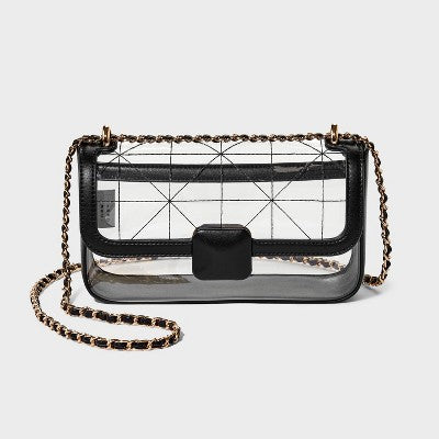 Elongated Refined Crossbody Bag - A New Day Clear: Shell, Adjustable Strap, Structured Design