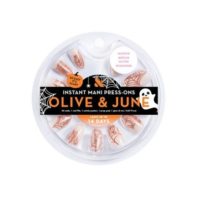 Olive & June Press-On Fake Nails - M Almond - Glitter Spiderwebs - 42ct