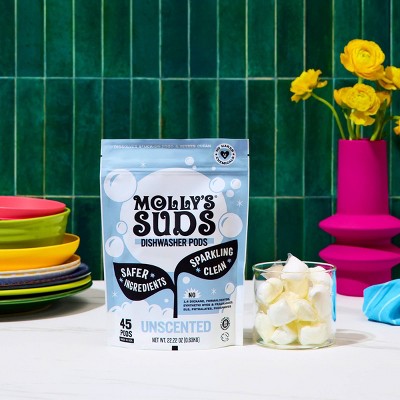 Molly's Suds Dishwasher Detergent Pods - Unscented - 45ct: Paraben-Free, Phosphate-Free, Vegan, Sanitizes