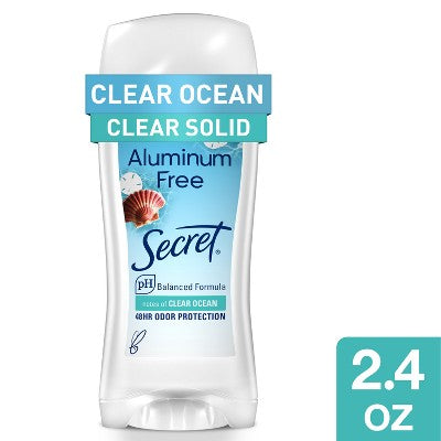 Secret Aluminum Free Clear Solid Deodorant - Clear Ocean - 2.4oz
