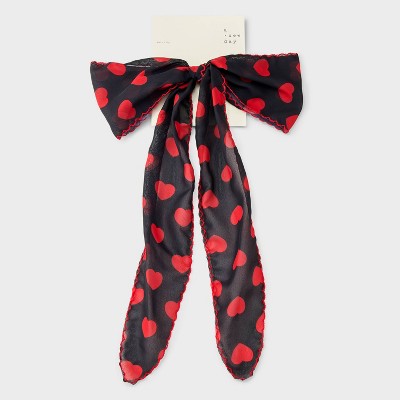 Scallop Trim Heart Bow Hair Barrette - A New Day Pink
