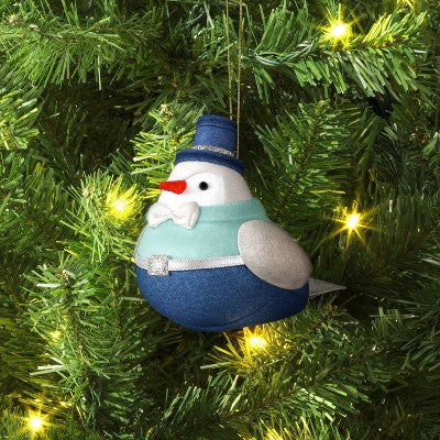 Christmas Featherly Friends Ornament Blue Top Hat - Wondershop