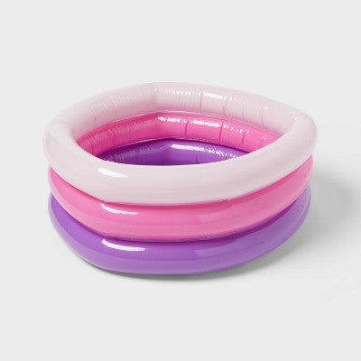 5.91'' x 1.97'' x 7.87'' Mini 3 Ring Pool 11 gal Round Kiddie Pool Pink - Sun Squad