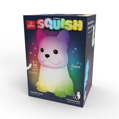 Globe Electric Rechargeable Squish Bulldog Night Light Tap to Change Color: Kids' Night Light, USB Powered, LED, All Ages