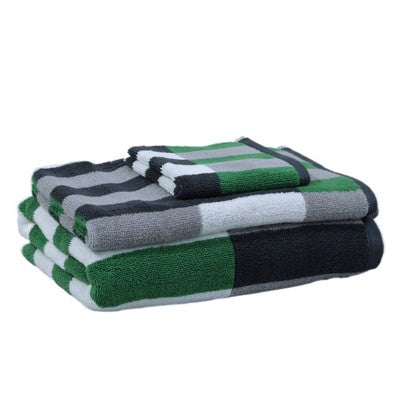 6pc Bath Towel Set Green/Gray/Black Striped - Kapoor Home
