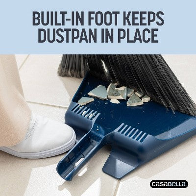 Casabella Click Clean and Organize Angle Broom Head with Dust Pan and Hook