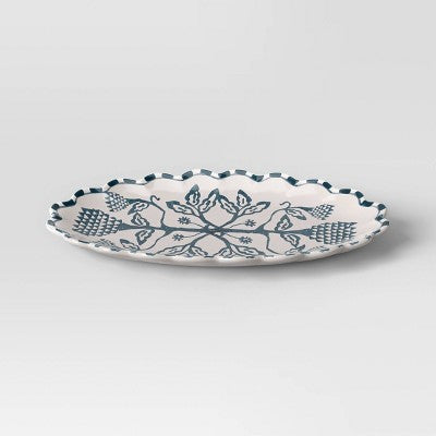 Medium Stoneware Floral Serving Platter - Threshold