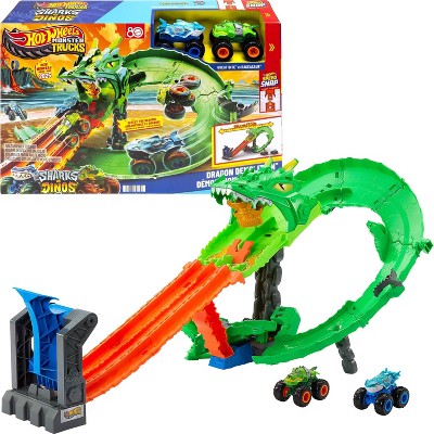 Hot Wheels Monster Trucks Sharks vs. Dinos Dragon Destruction Playset