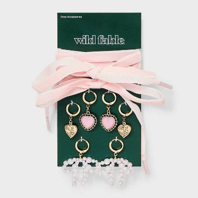 Bows and Hearts Shoelace and Shoe Charm Set - Wild Fable Gold