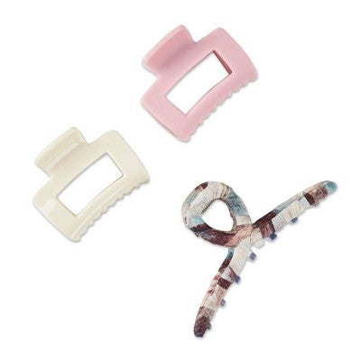 scunci Mixed Fabric Claw Clips - 3ct