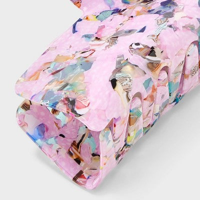 Printed Marble Acrylic Claw Hair Clip - Universal Thread Pink