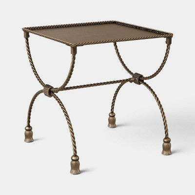 Twisted Metal Rectangle Side Table with Tassel Feet Gold - Threshold designed with Studio McGee Fully Assembled (LOCAL PICKUP ONLY)