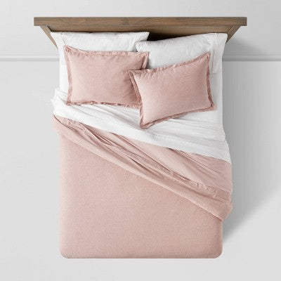 Full/Queen Cotton Linen Chambray Duvet Cover & Sham Set Terracotta - Threshold: Woven Bedding Sets with Inner Ties, OEKO-TEX Certified