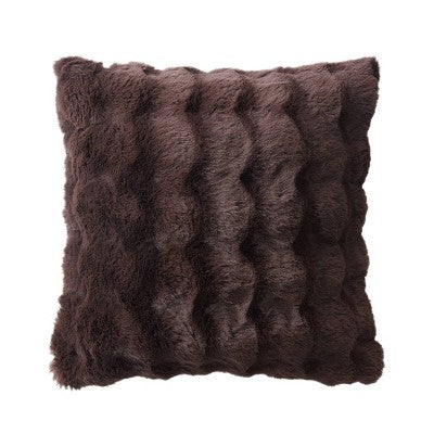 20" Bubble Faux Fur Square Indoor Throw Pillow Chocolate Brown