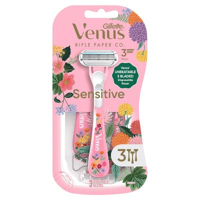 Venus + Rifle Paper Co. Sensitive 3-Blade Women's Disposable Razors - 3ct