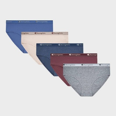 Champion Women's 5pk Cotton Stretch Iconic Essentials Hipster Underwear - L