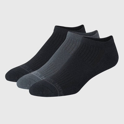 Hanes Originals Premium Men's SuperSoft No Show Socks 3pk - Black/Charcoal 6-12: Arch Support, Cushioned Sole