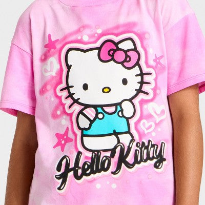 Girls' Hello Kitty Short Sleeve Oversized Graphic T-Shirt - Pink S