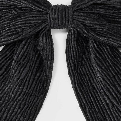 Shiny Satin Bow Hair Barrette - A New Day Black