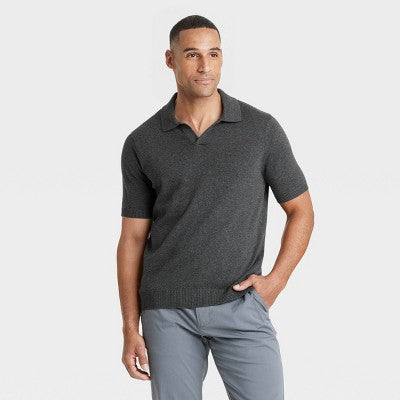 Men's Short Sleeve Johnny Sweater - Charcoal Gray M