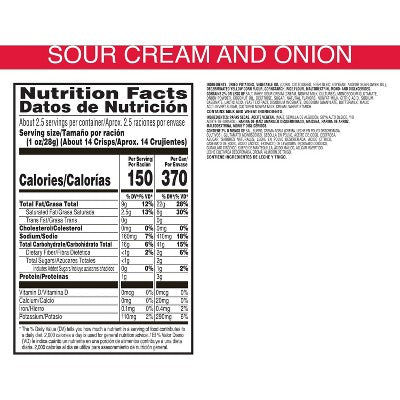 Pringles Grab & Go Large Sour Cream & Onion Potato Crisps Chips - 2.5oz