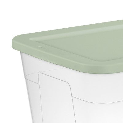 56qt Storage Box clear with Green or Gray Lids - Room Essentials: Plastic, Lidded, Stackable, Portable, Snap Closure (LOCAL PICKUP ONLY)