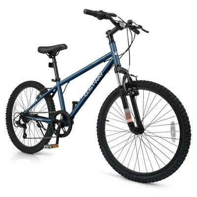 Costway 24 Inch Kids Mountain Bike for Boys Girls Aged 8+ Years Old with Suspension Fork Navy (LOCAL PICKUP ONLY)