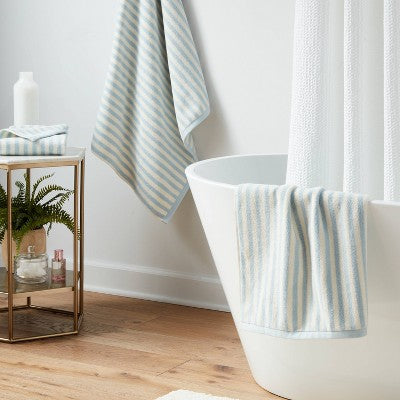 1pk Coastal Oversized Bath Towel Blue Striped - Threshold