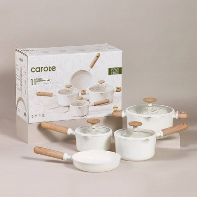 Carote 11pc Ceramic Nonstick Cookware Set Cream